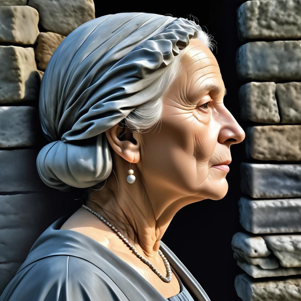 Timeless Stone Portrait of an Elderly Woman