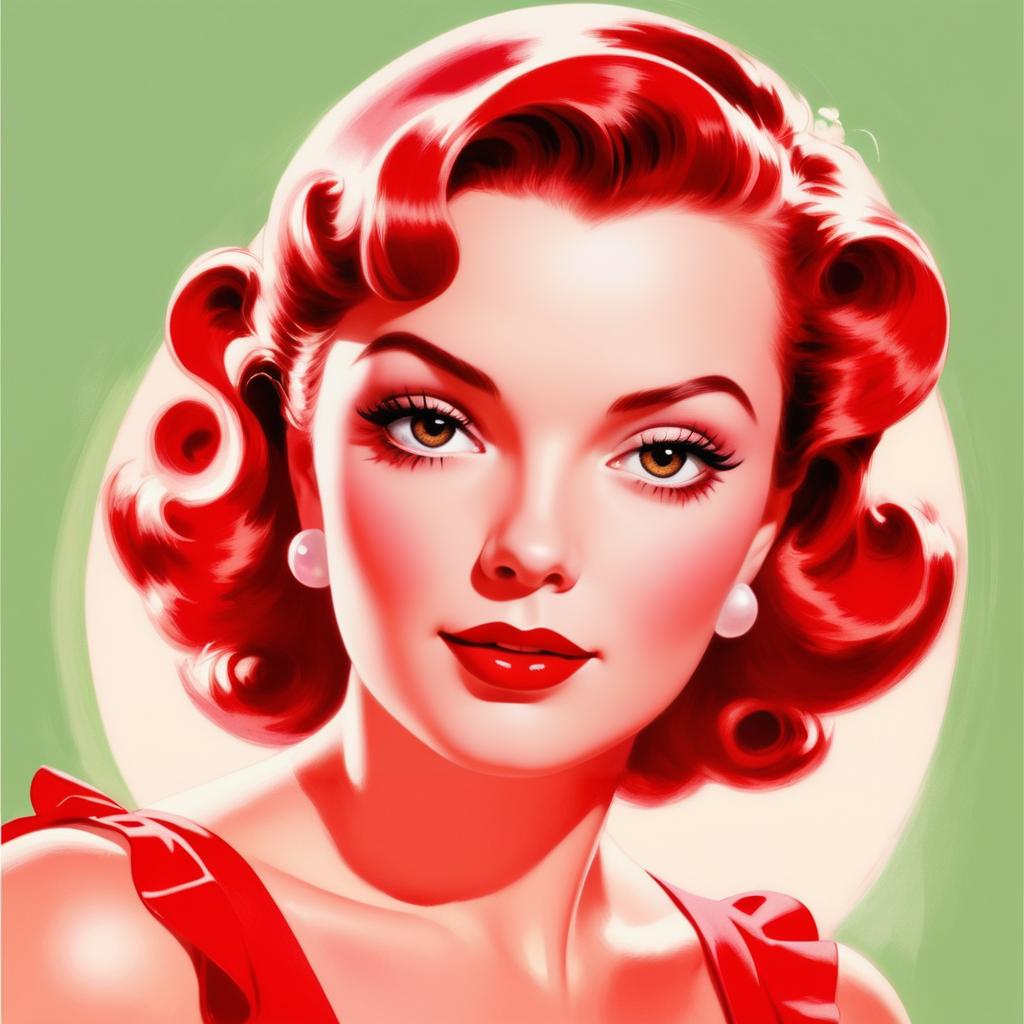 Vintage Pin-Up Woman Illustration Art