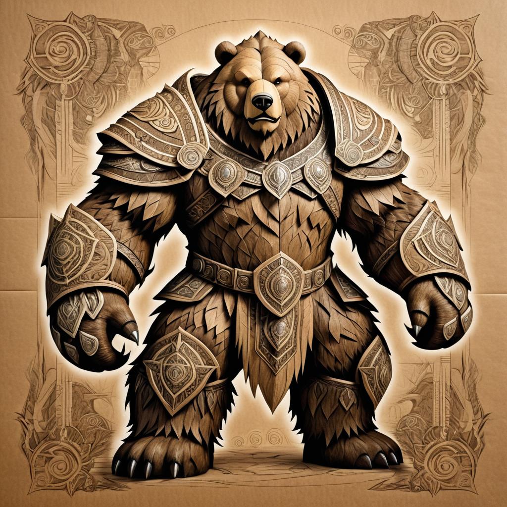 Epic Fantasy Bear Sketch on Brown Paper