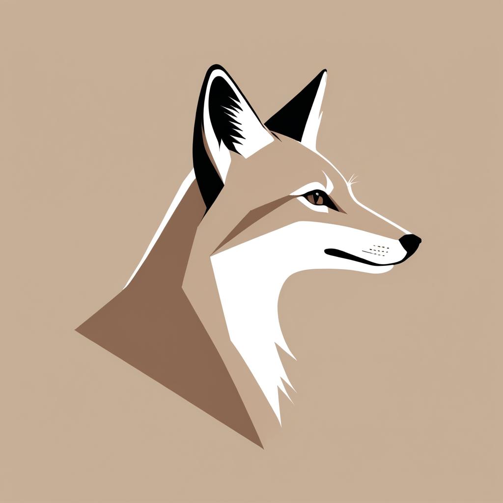 Minimalist Taupe Fox Side Portrait Design