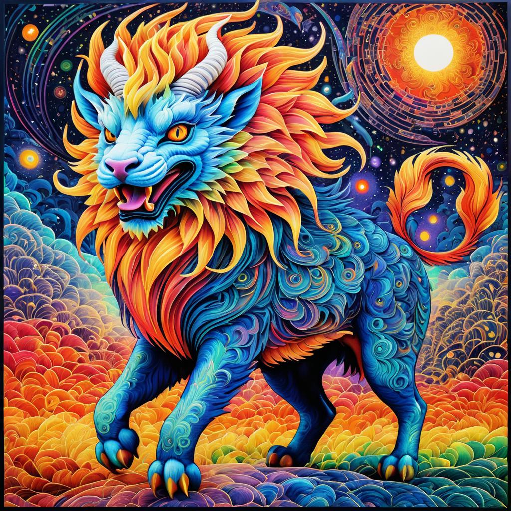 Vibrant Neo-Impressionist Chimera Artwork