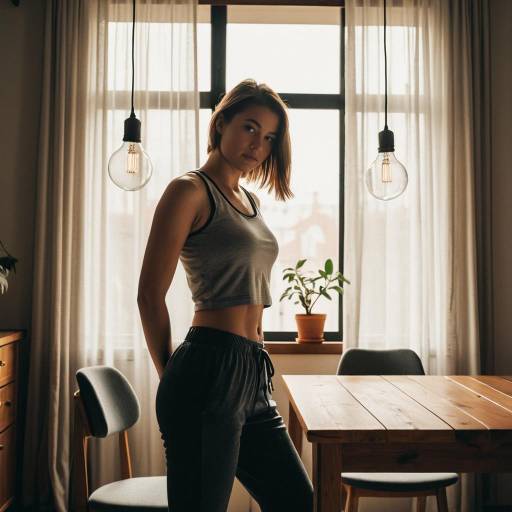 Young Woman in Casual Athletic Wear Standing Indoors