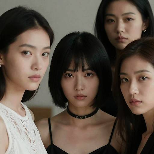 Portrait of Four Serious Asian Women