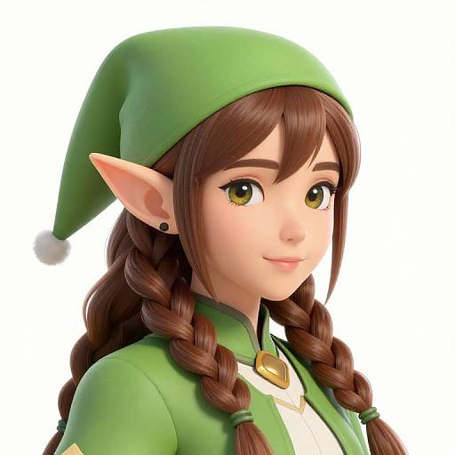Female Elf with Brown Braided Hair