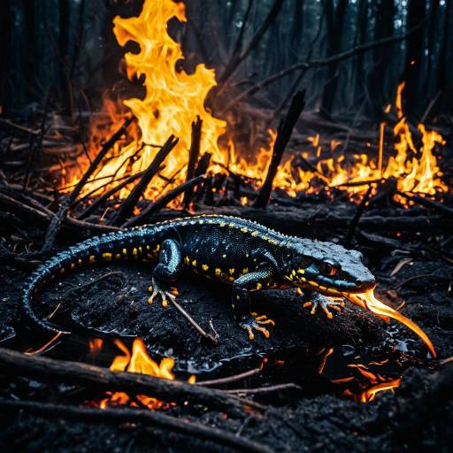 Fire-Breathing Salamander in Charred Swamp