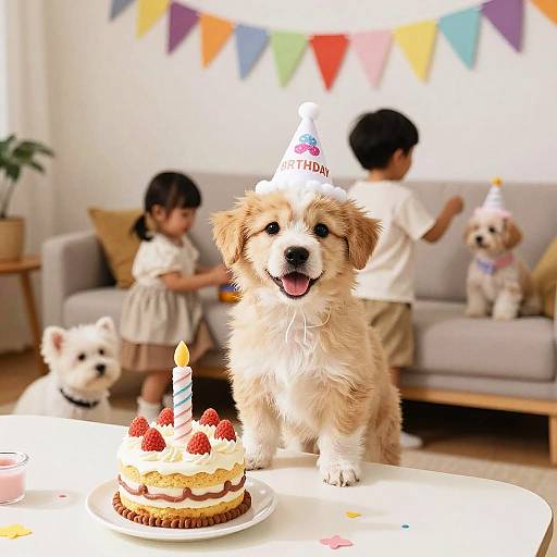 Cute fluffy golden puppy in a 