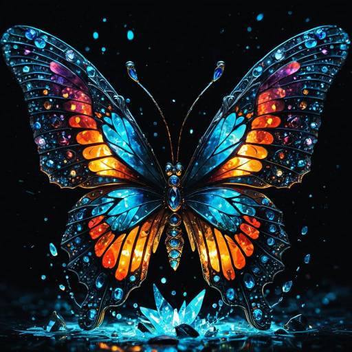 Crystal Butterfly with Gem-Encrusted Wings Crystal Butterfly with Gem-Encrusted Wings