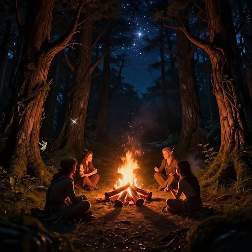 Fantasy Woodland Campfire Gathering