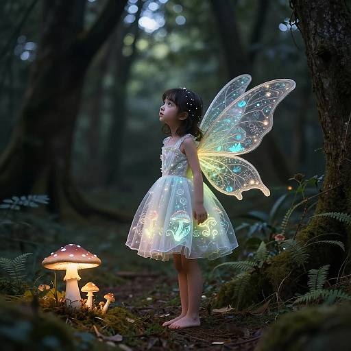 Mushroom Fairy Dress in Magical Forest