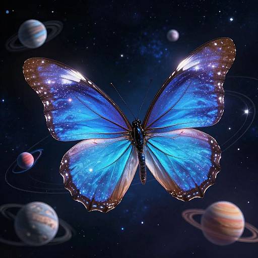 Cosmic Butterfly with Orbiting Planets