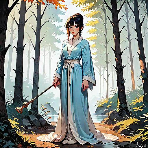 Detailed Anthro Female in Forest Robe