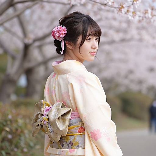 Elegant Adult Sakura Kimono Costume
