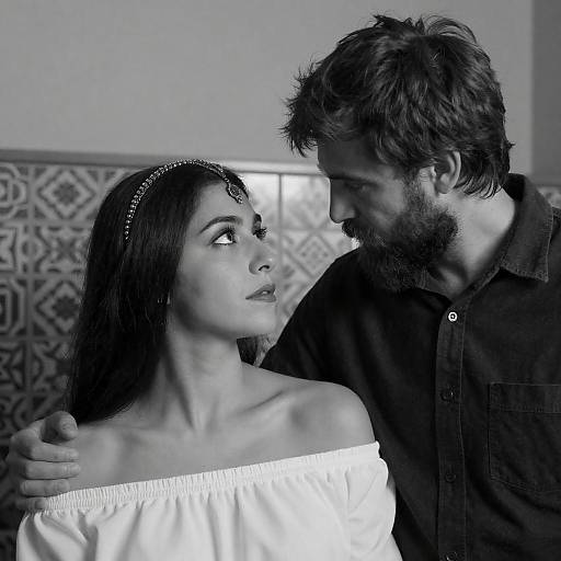 Intimate Moment in Black and White