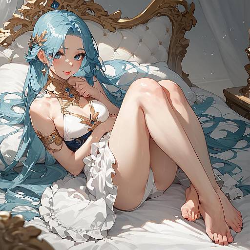 Charming Anime Girl in Dreamy Bedroom