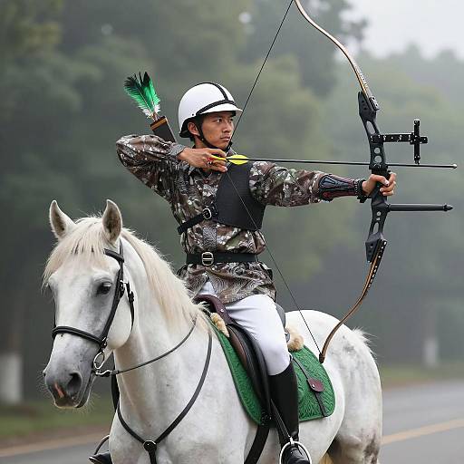 Focused Archer on a Majestic Horse