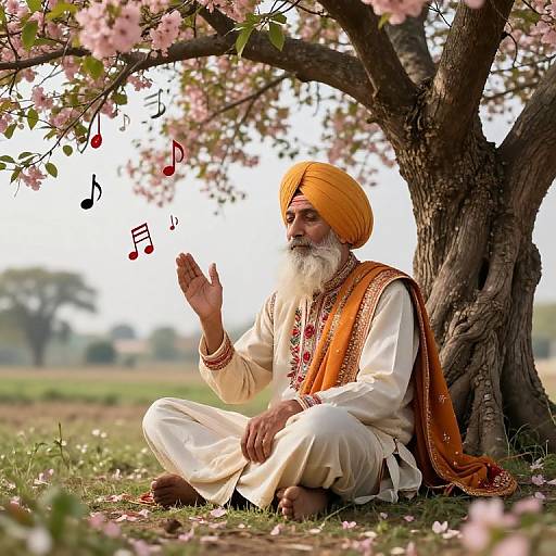 Surreal Punjabi Elder Under Banyan Tree