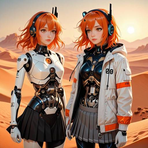 Futuristic Cowgirl Duo in Desert Glory