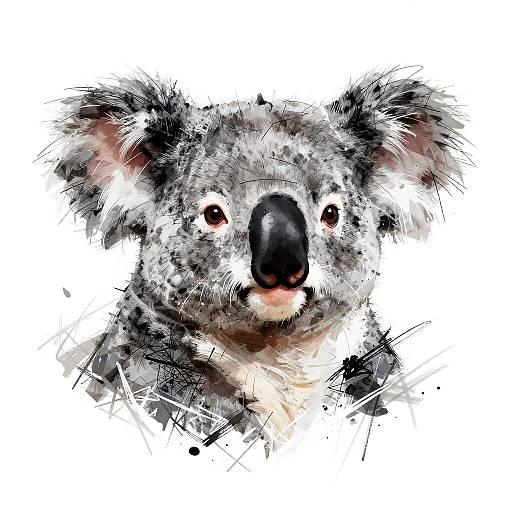 Abstract Cartoon Koala with Graffiti Style