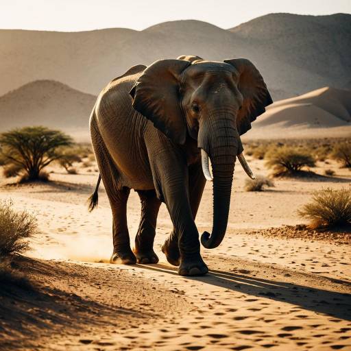 Majestic Elephant Walking in Desert