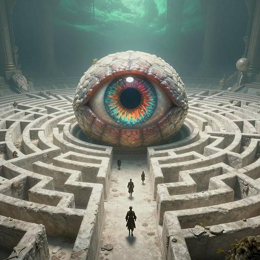 Giant Eye in Mystical Labyrinth Chamber