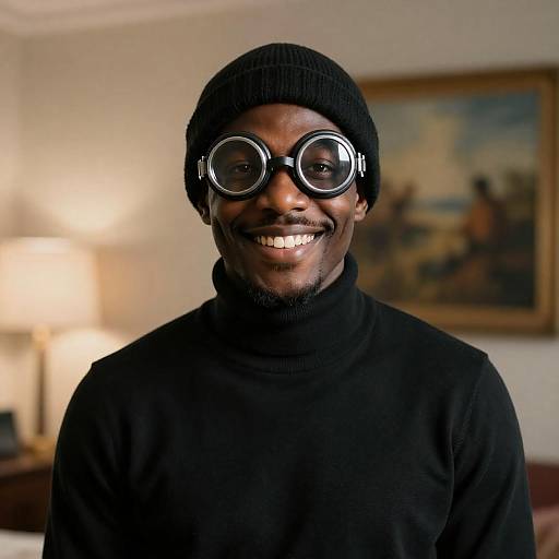 Smiling Black Man in Beanie Portrait
