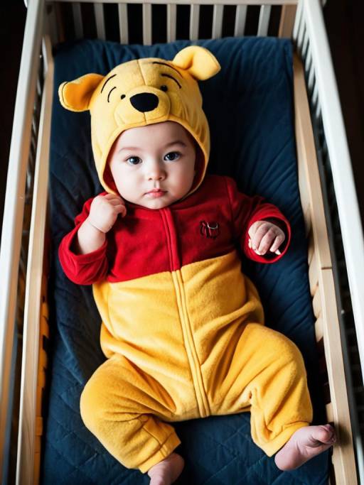 Adorable Newborn in Pooh Costume Portrait