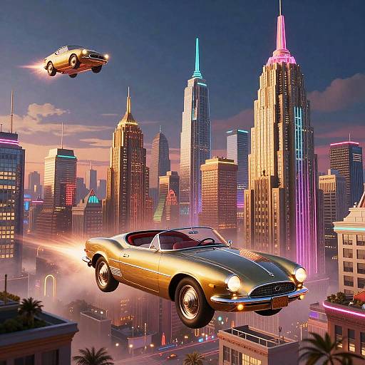 1920s Retro Futurism Neon Cityscape