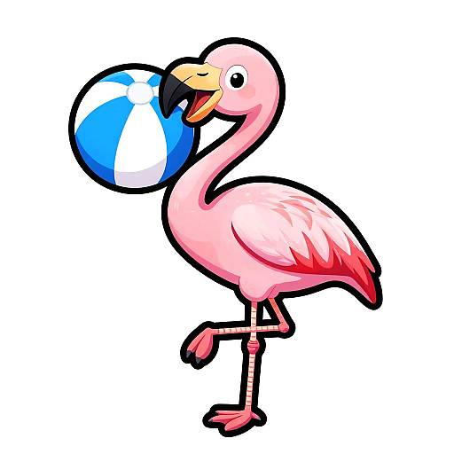 Playful Flamingo Cartoon Sticker