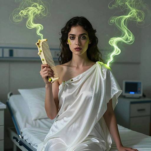Mystical Woman with Neon Bone Comb