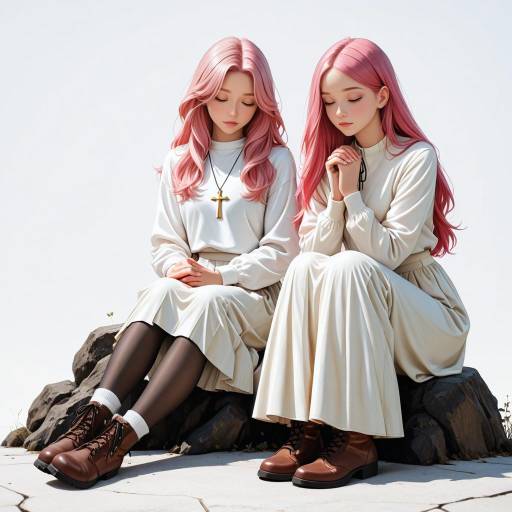 Stylish Duo in Pink and White Outfits