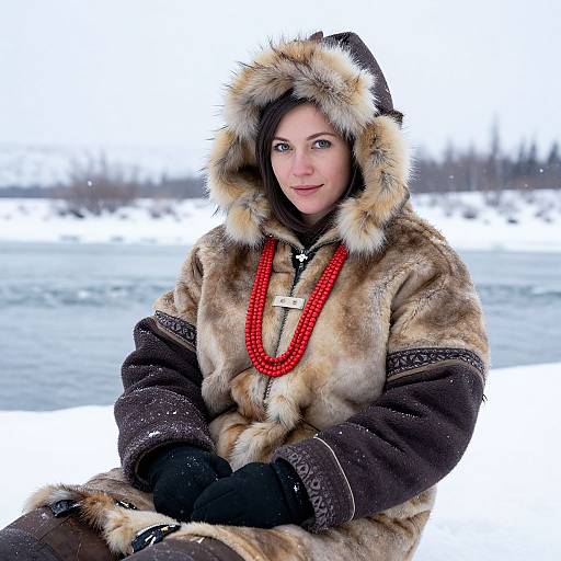 Young Inuit Woman in Arctic Winter