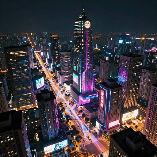 Cyberpunk City with Flowing Condium Energy