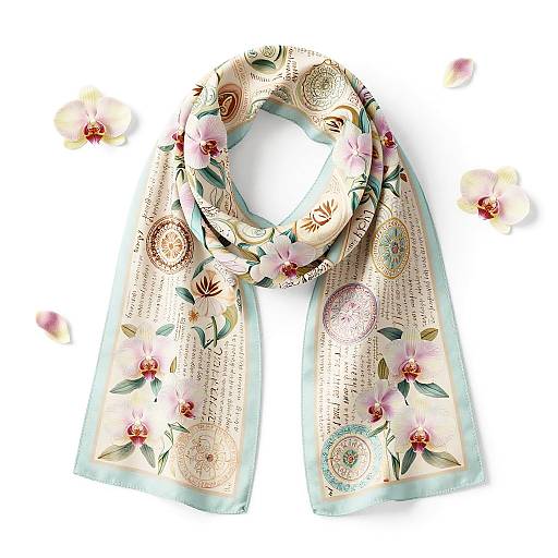 Elegant Floral Scarf Vector Pattern