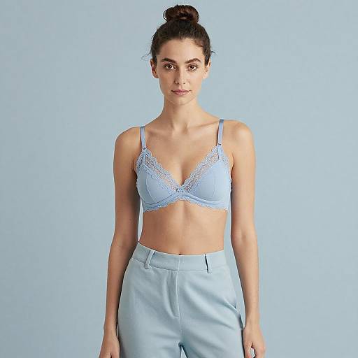 Stylish Woman in Light Blue Attire