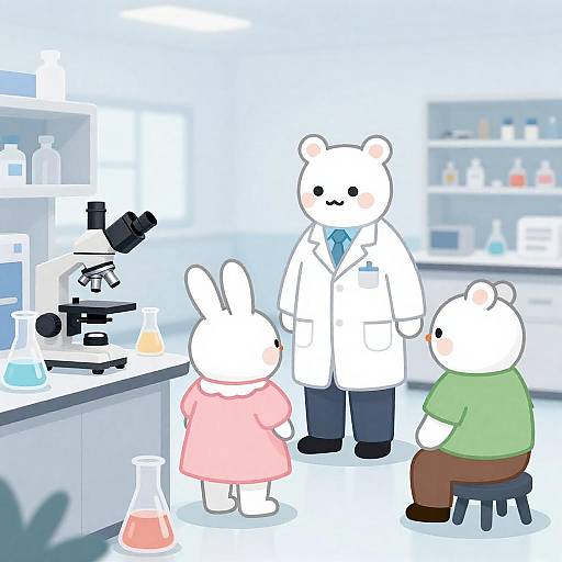 Anthropomorphic Lab: Rabbit and Scientist