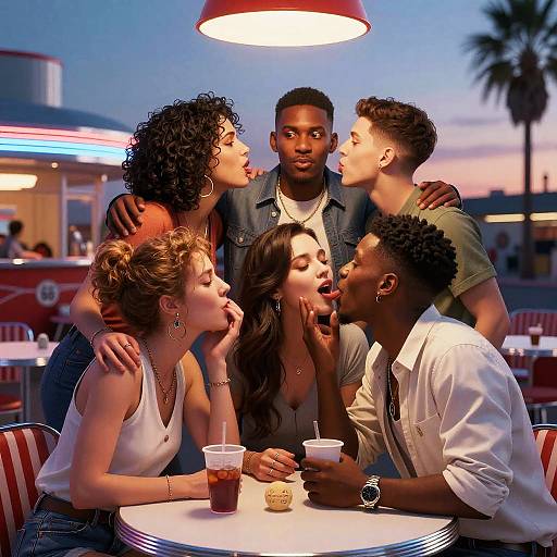 Passionate Moment in Retro Diner