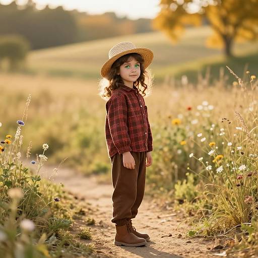 Young Girl in Autumn Countryside