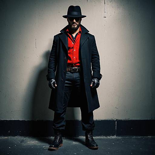 Ruthless Gangster Man in Fedora and Black Coat