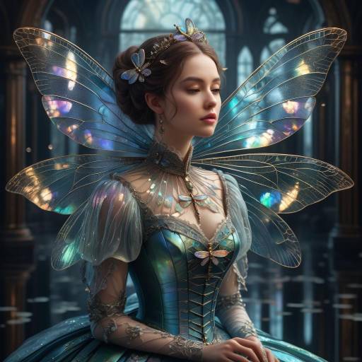 Elegant Victorian Lady with Dragonfly Wings Elegant Victorian Lady with Dragonfly Wings