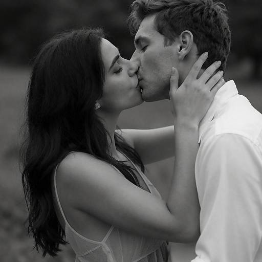Black and White Intimate Kiss