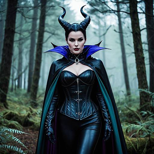 Woman in Maleficent-Inspired Costume in Forest