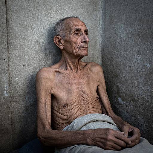 Frail Elderly Man in Urban Slum