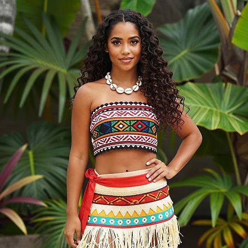 Confident Woman in Vibrant Moana Costume