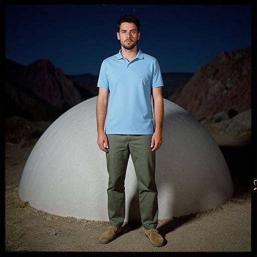 Contemplative Man Under Starry Night