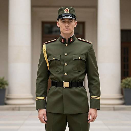 Soldier in Uniform Costume Pose