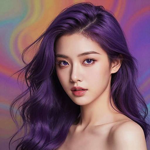 Portrait of Woman with Purple Hair