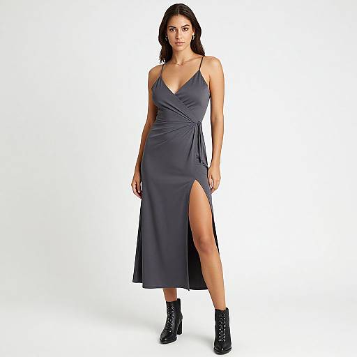Minimalistic Chic Woman in Gray Dress