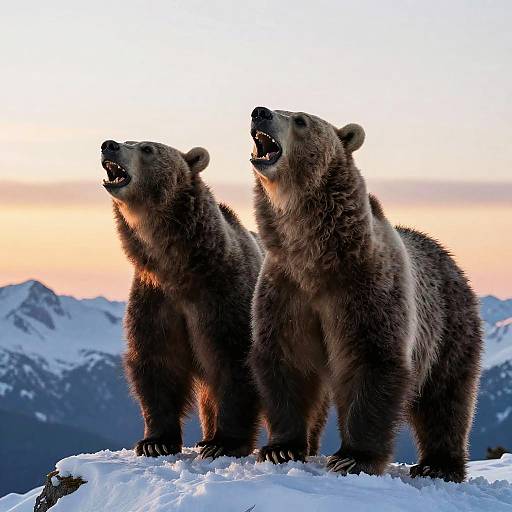 Two-Headed Bear Roaring Sunset