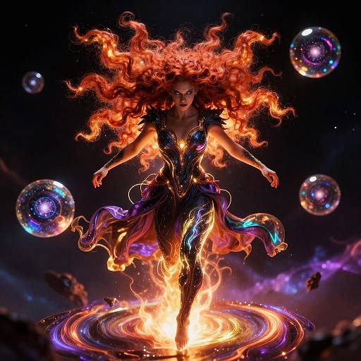 Cosmic Warrior with Glowing Quantum Hair