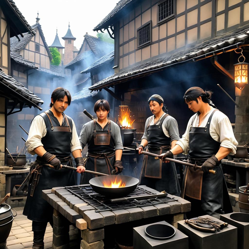 Medieval Blacksmiths in Action